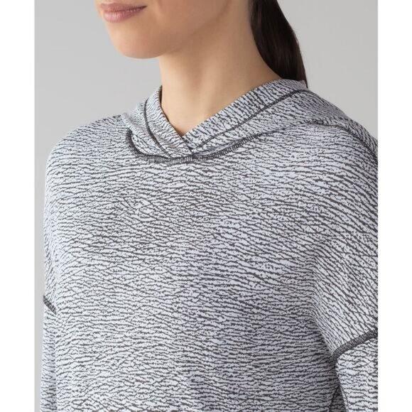 LULULEMON Squad Goals Hoodie Size 4 Sheer Luon Pebble Jacquard V1 White Black - Picture 2 of 8